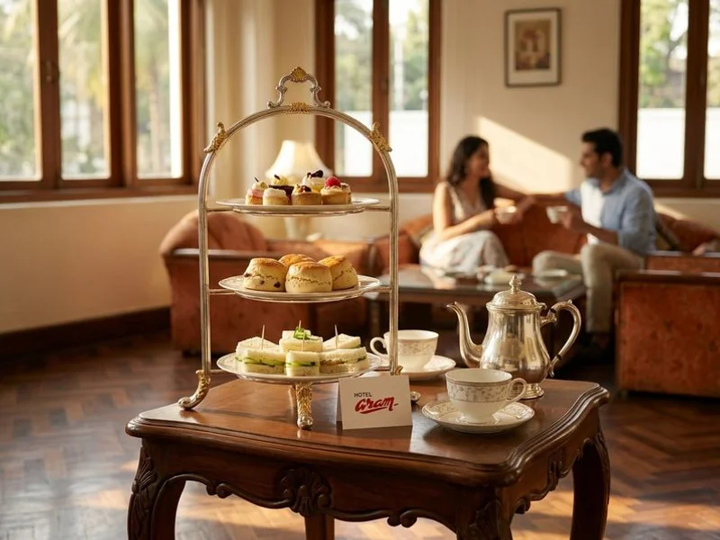 Refined high tea service in elegant setting at Hotel Aram