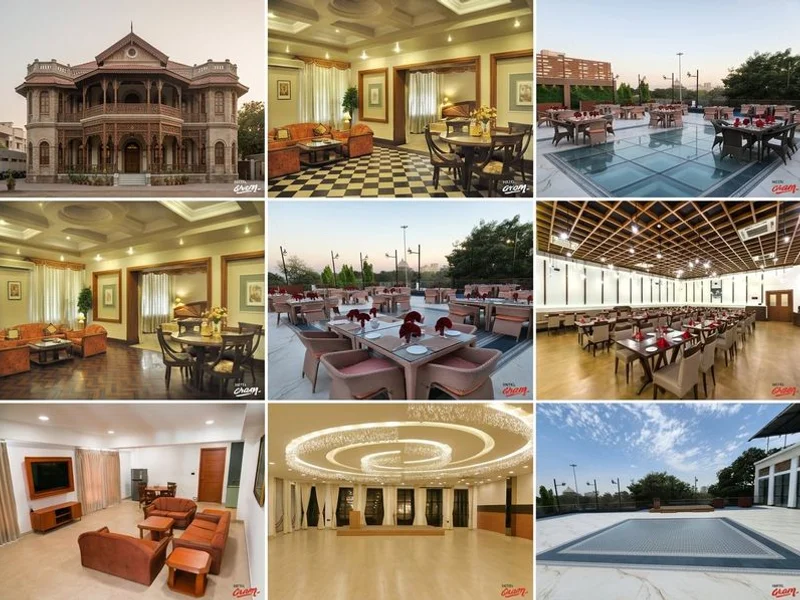 Hotel Aram heritage Victorian facade on Pandit Nehru Marg, Jamnagar