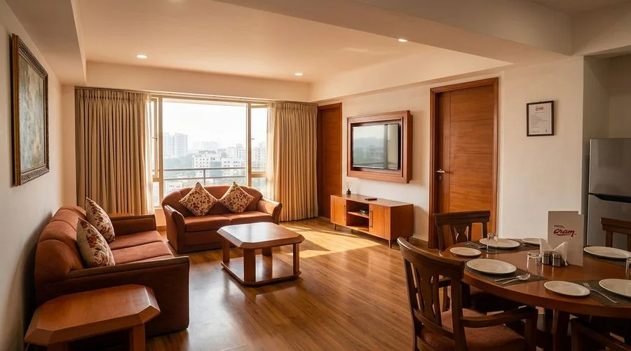 Spacious Apartment Suite at Hotel Aram with separate living area ideal for families